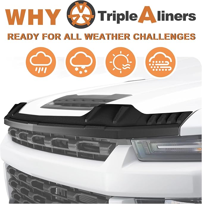 TripleAliners Hood Deflector Protector Compatible with 2020-2025 2026 Chevy Silverado 2500/3500HD Accessories Low Profile Hood Protector TPE Bug Deflector Shield Replacement