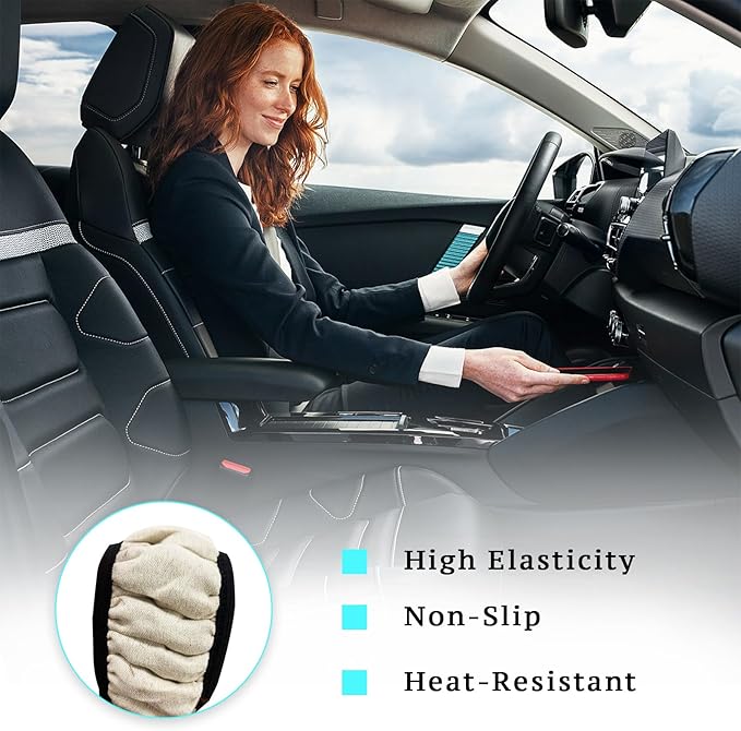 Ziciner Elastic Fuzzy Steering Wheel Cover, 15'' Soft Steering Wheel Protector for Warm Winter, Anti-Slip Fluffy Car Wheel Covers, Universal Car Interior Decor Accessories for Women Men (Coffee)