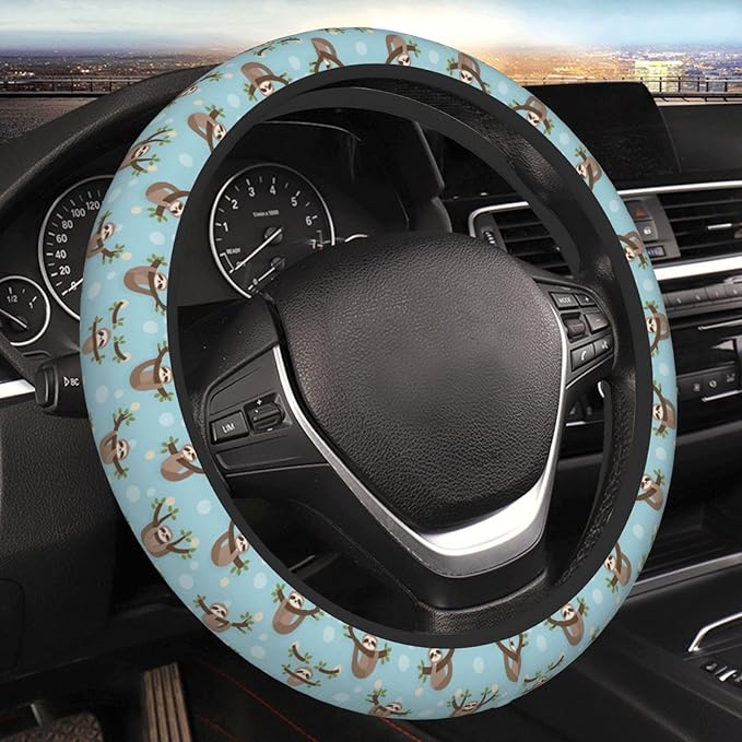 Blue Sloth Universal Fit Steering Wheel Cover for Car, Truck, and SUV, Durable Steering Wheel Protection
