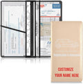 Caihoyu Custom Car Registration and Insurance Card Holder Personalized Leather Glove Box Organize Men Women Wallet Accessories Case for Cards, Essential Document Driver License Peach