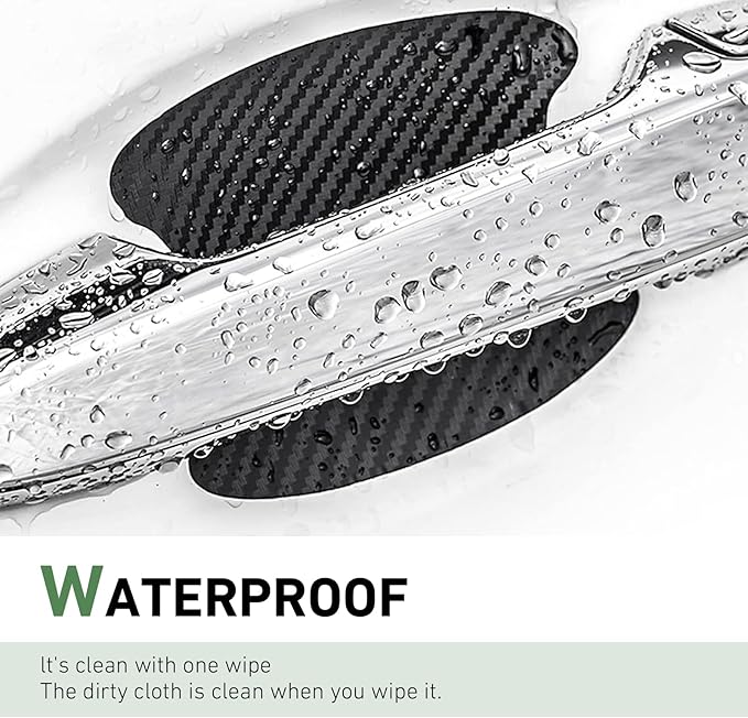 4 PCS Car Door Handle Bowl Sticker, Carbon Fiber Leather Cars Handle Scratch Protectors, Self-Adhesive Door Bowl Decor Decal, Universal for Most Cars (Black)