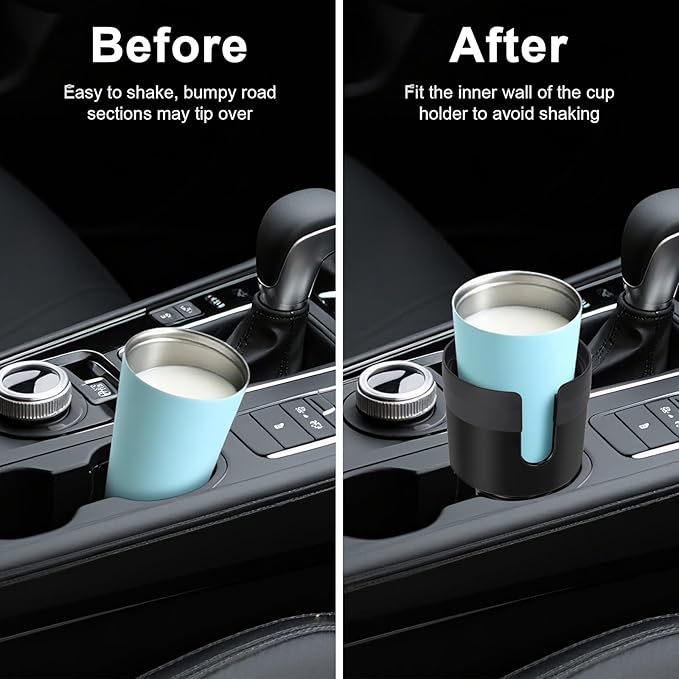 Kincown Car Cup Holder Expander, Large Cup Holder Extender for Car with Adjustable Base, Water Bottle Holder Adapter Fits Yeti, Hydro Flask 24/32oz, Big Water Bottles in 3"-3.9", Black