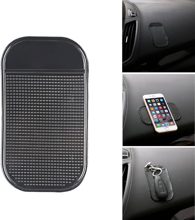 Car Dashboard Non Slip Mat, Bysameyee 5-Pack Anti-Slide Sticky Extra-Thick Dash Pad for Radar Detector, Cell Phone, Keys, Glass, Mirrors, Metal, GPS, Coins