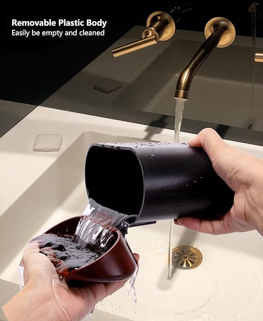 Ginsco Mini Car Trash Can with Lid, Small Car Garbage Can, Cute Leakproof ABS Car Trash Bin, Car Accessories for Interior, Garbage Bin for Car, Home, Office with 60pcs Trash Bags Black/Brown