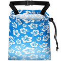 Car Trash Bag Hanging Back of Seat with Adjustable Snap Buckle Strap Cute Printed Drawstring Garbage Bags for Car-Hawaiian Floral Blue
