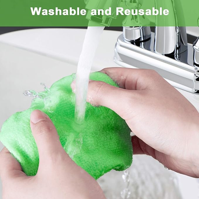 Frienda 2 Set Windshield Cleaner Tool Inside Car Windshield Cleaning Wand Auto Window Cleaner with Detachable Handle, 8 Reusable Microfiber Pads and 2 Spray Bottles for Car Interior(Green)
