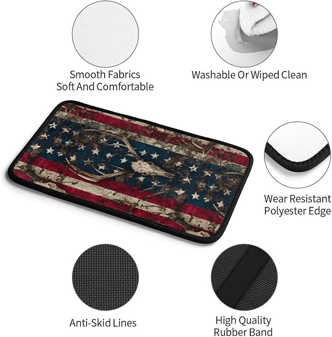 American Flag Print Center Console Cover Vintage Elk Star Stripe Middle Arm Rest Cushion Pad Armrest Seat Box Lid Protective Covers Car Center Console Pads