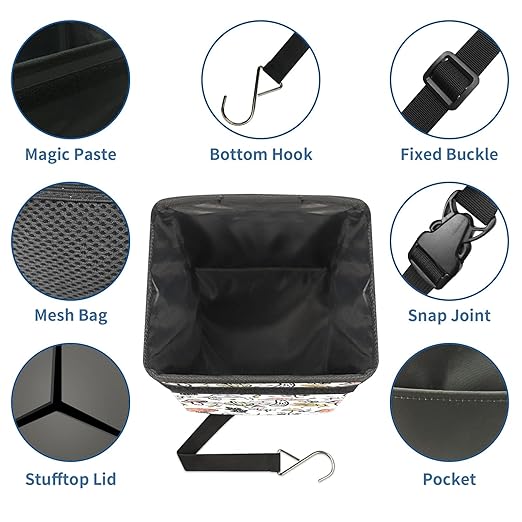 GVGHIDZ Car Trash Can – Multi-Purpose, Lightweight and Portable with Durable Water-Resistant Coating, No Installation Required, Practical and Ample Capacity, Variety of Colors.Mushroom