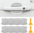 PATIKIL 2.68" x 3.35" Car Door Handle Sticker, 8Pcs Carbon Fiber Anti-Scratches Vehicle Door Cup Protector with Scraper Auto Door Handle Protective Film for Cars Trucks RV SUV, Silver