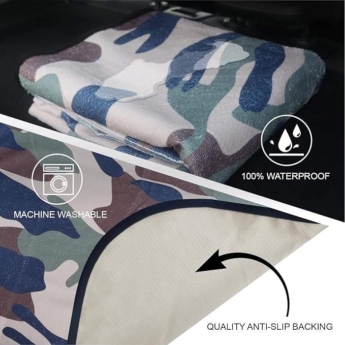 nbnhxnff Sweat Towel Car Seat Cover Protector Rear Seats for Gym Workout, Running, Swimming, Beach and Hiking, Waterproof Universal Seat Cover for Car, Trucks, Van&SUV(Camouflage, 1pcs Rear Seat)