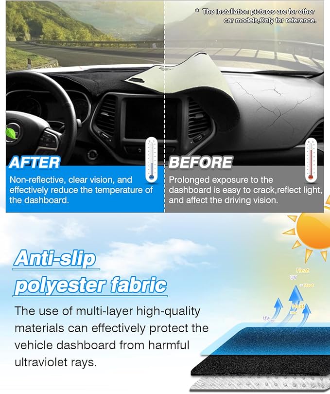 CARTIST Dash Cover Compatible with Ford F100/ F250/ F350 Pickup Truck 1967-1972 Dashboard Cover Mat Non-Slip Carpet Sunshield Glare UV Rays Protector