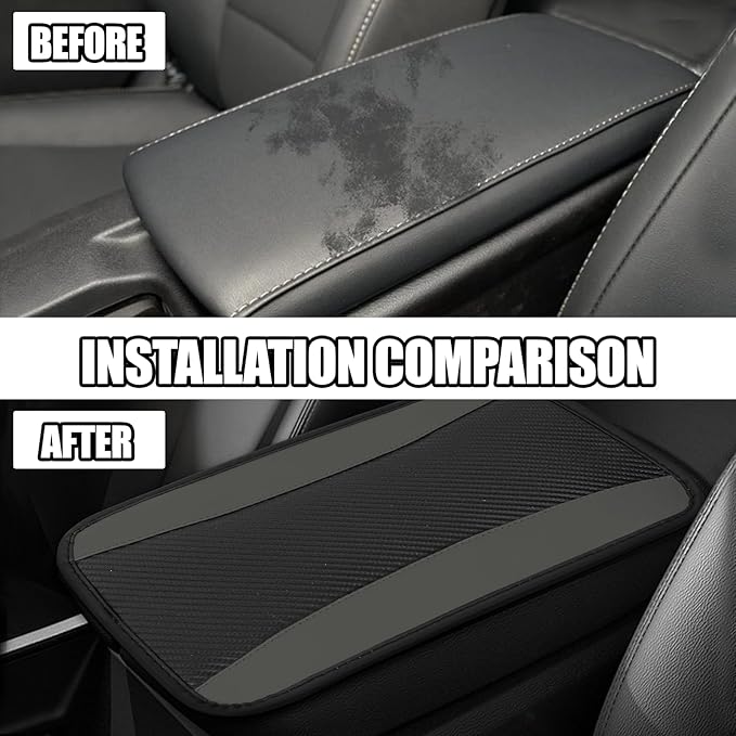 Hovom Car Center Console Cover, 12.72"×7.15" Leather Armrest Cover for Cars, Stylish Auto Armrest Cushion Pad, Anti-Scratch Vehicle Arm Rest Protector, Universal Interior Car Accessories (Gray)