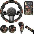 Mushroom Car Accessories 6 PCS Sets for Men Women Car Steering Wheel Cover Armest Cushion Auto Interior Decor for SUV Truck Sedan