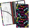 ADUQLZUX Leather Car Registration and Insurance Card Holder, Cute Car Accessories Vehicle Glove Box Car Organizer for Documents, Cards, License Colorful Dragonfly
