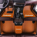 Custom Making Car Floor Mats for 90% Car Model Luxury Leather All Weather Waterproof Anti-Skid Full Coverage Liners (Orange)