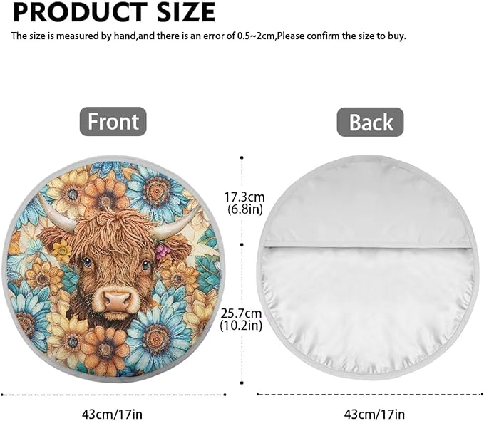 Sunflower Steering Wheel Sun Cover 17 Inch Highland Cow Car Rudder Shade Cover for Women Reflective Steering Wheel Cover Sun Block Gift for Friends