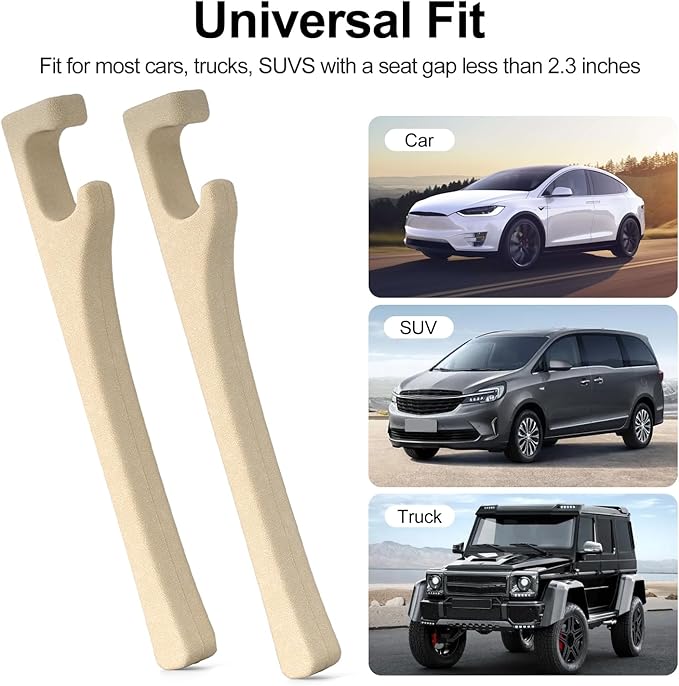 JAGAOSL Car Seat Gap Filler, Universal Fits Car SUV Truck PU Leather Crevice Blocker, Between Seat and Center Console, Stops Cellphone Wallet Keys Coins from Dropping, 2 Pack Beige