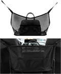 Car Net Pocket Handbag Holder, Auto Purse Holder Organizer Mesh Bag Between Front Seats, Large Capacity Driver Storage Netting Pouch Backseat Barrier for Handbags Purses Wallets