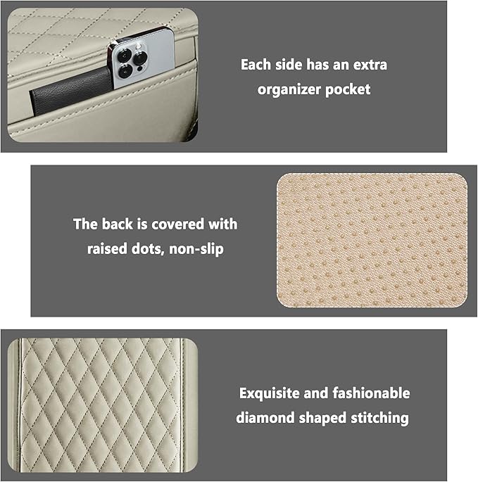 Car Center Console Cover for Hummer H2 2003-2009, Car Armrest Cover Cushion Arm Rest Cover Auto Interior Arm Rest Seat Box Pad Accessories,Beige