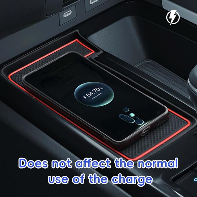 Auovo Wireless Charging Anti-Slip Mat Compatible with 2025 2026 Toyota Camry Accessories Center Control Liner Protective Pad Silicone Interior (Red)