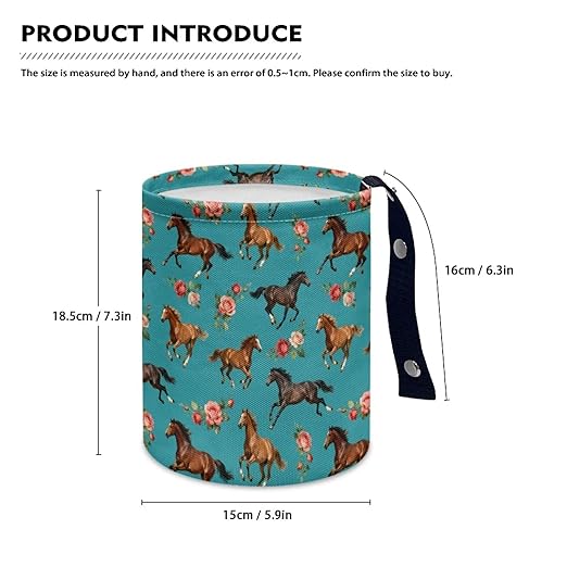 Brosoneto Horse Floral Hanging Portable Car Trash Can Waste Basket Car Accessories Interior Collapsible for Men and Women Easy to Install