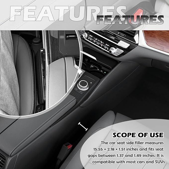 OFBAND 2-in-1 Upgraded Car Seat Gap Filler with Hook,2PCS Double Side Car Seat Gap Plug with Storage Slot,Universal in Between Cars Seats Catcher Cars Interior Accessories