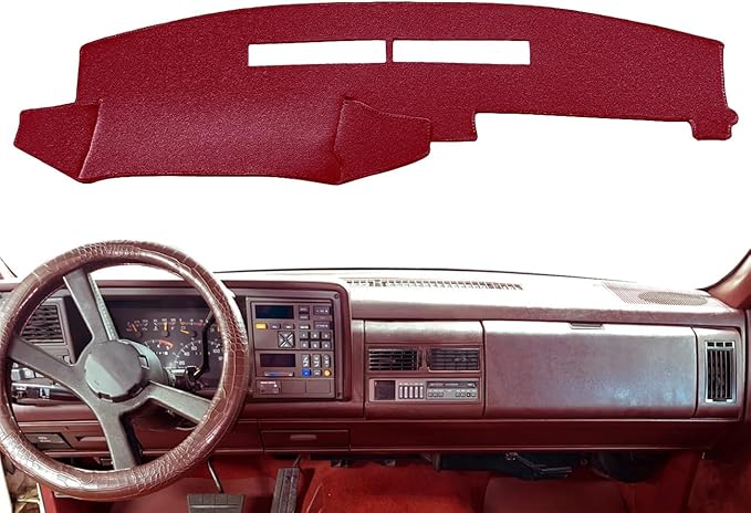 Yiz Dash Cover Mat for Chevy Chevrolet Silverado/GMC Sierra C1500 C2500 C3500 K1500 K2500 K3500 Pickup Truck 1988-1994, 1992-94 GMC Yukon/Chevy Blazer Suburban Dashboard Pad Carpet (88-94 Maroon) Y25