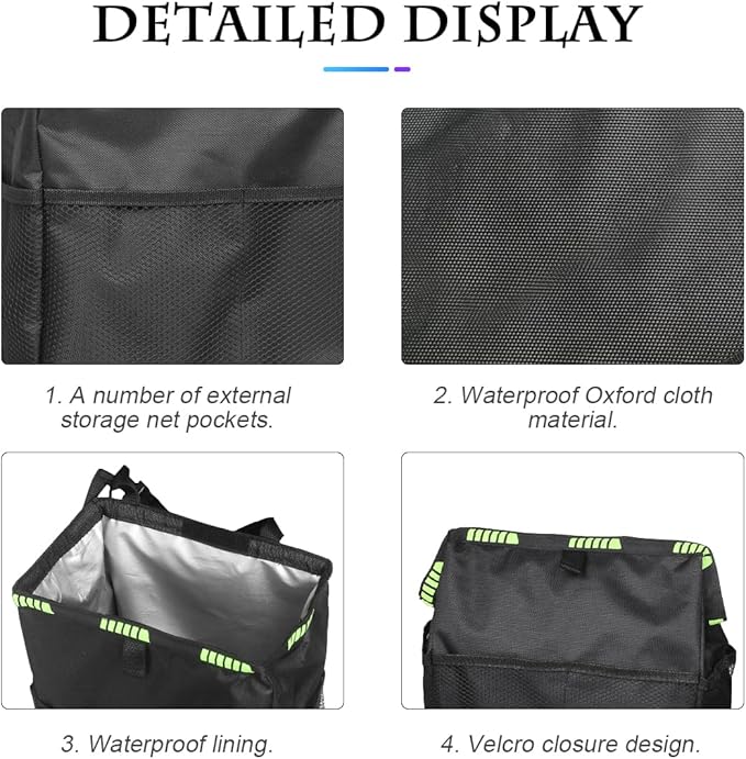 Fekey&JF Hanging Car Trash Can with Storage Pockets, Waterproof Leakproof Oxford Auto Garbage Bag, Multi-Use Organizer for Outdoor Traveling, Foldable Trash Bin for Truck, SUV, Home (Beige-Black)