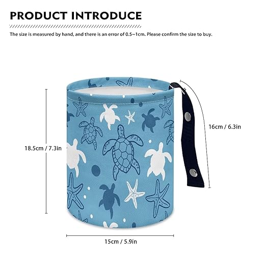 Turtle Print Hanging Car Trash Bag Car Trash Can with Adjustable Buttons Collapsible Multipurpose Car Storage Bag Road Trip Essentials