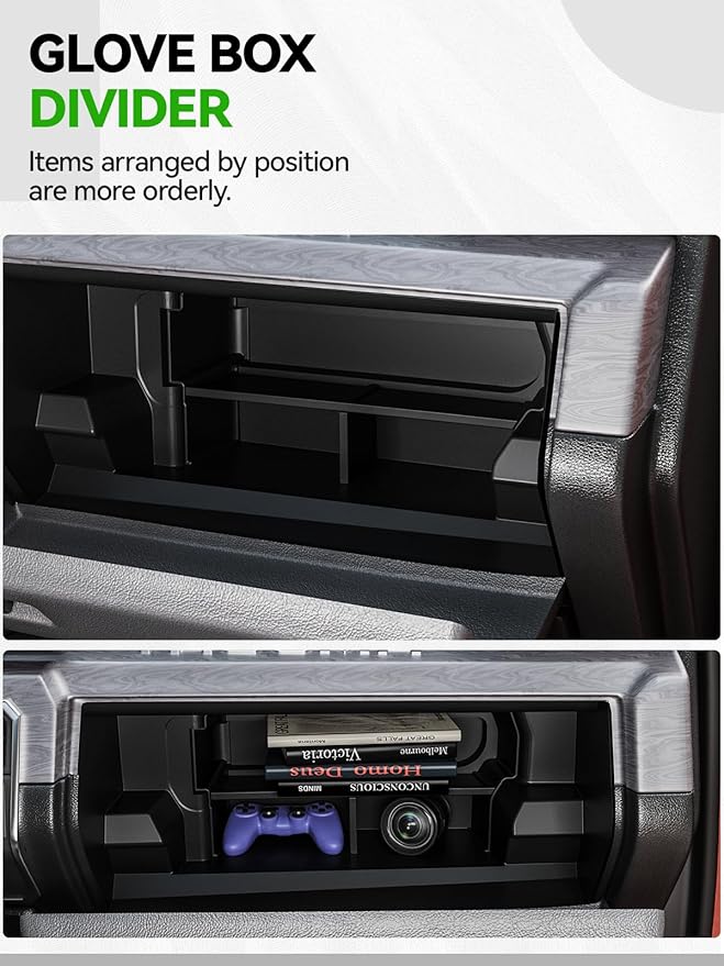 6PCS Center Console Organizer Tray for 2024 2025 Toyota Tacoma Accessories, Armrest Hidden Storage Box, Rear and Console Cup Holder Glove and Armrest Storage Box with Insert Divider for Toyota Tacoma