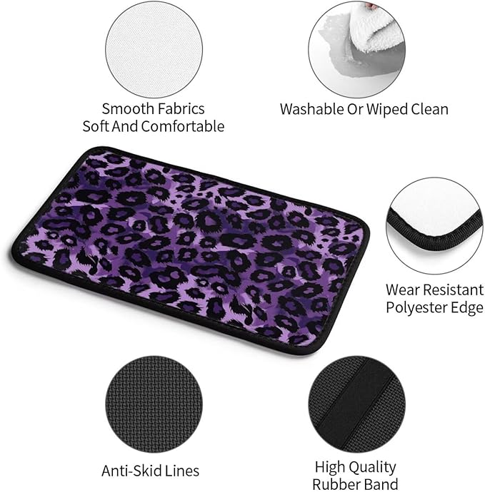 Center Console Armrest Cover Purple Leopard Print Car Accessories Cushion Protector Pads Cheetah Animal Arm Rest Cover Scratch Resistant Center Console Covers