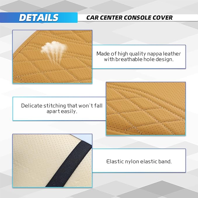 Car Center Console Cover, 11.8"×6.7" Leather Armrest Cover for Cars, Multifunctional Auto Armrest Cushion Pad with Storage Pocket, Universal Arm Rest Protector Car Accessories (Orange)