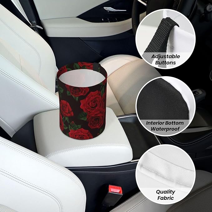 Flower Car Trash Can,Car Accessories Waterproof Car Organizer Foldable Portable Trash Bin Can Be Hung on The Back Seat Garbage Can for Various Cars