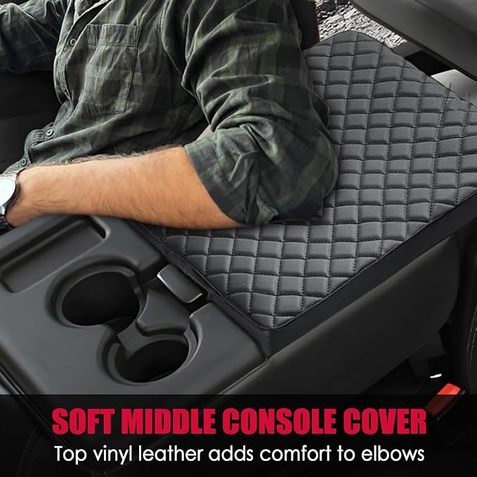 Center Console Cover for Ford F250 F350 F450 Super Duty 2011-2016/ F150 2011-2014 with Jump Seat, Scratch Resistance Armrest Cover Interior Accessories (Jump Seat Only)