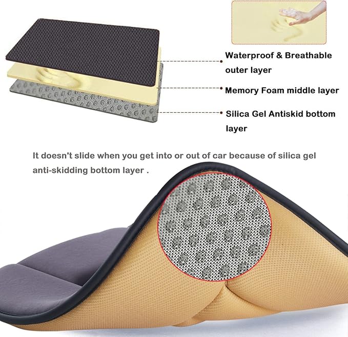Big Ant Car Seat Cushion Pad Memory Foam Seat Cushion,Pain Relief Memory Foam Cushion Comfort Seat Protector for Car Office Home Use,Drak Gray 1PC