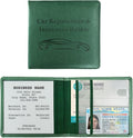 Car Registration and Insurance Holder, Waterproof Auto Glove Box Document Organizer with Magnetic Closure, Leather Car Document Wallet Case for ID Cards Driver License Paperwork (Dark Green)