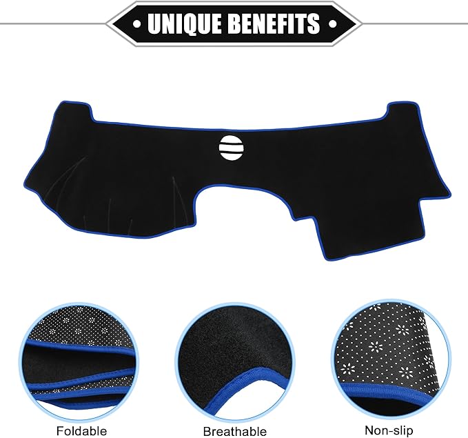 Dashboard Cover Compatible for Cadillac CTS 2004-2009, Non-Slip Polyester Black Blue Dash Cover Mat Dash Board Protector Cover