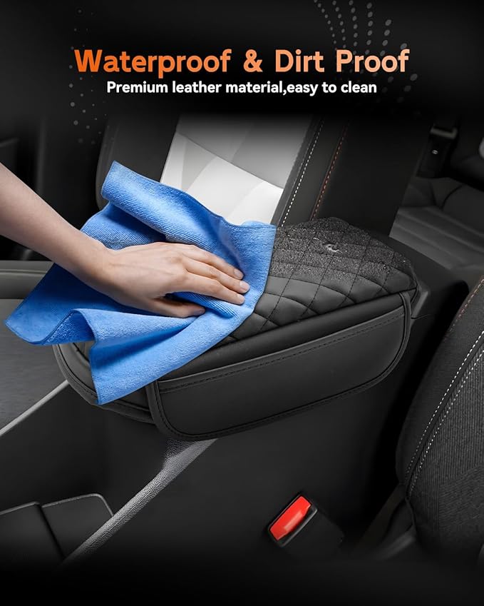 CDEFG for Chevrolet Trax 2024-2025 2026 Center Console Cover Armrest Box Cover for Chevy Trax (LS, 1RS, LT, 2RS, ACTIV) Accessories Arm Rest Protector Leather Checkered Padded Side Pocket