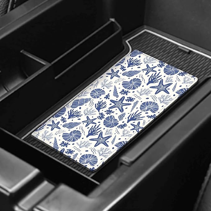 ADUQLZUX Leather Car Registration and Insurance Card Holder, Cute Car Accessories Vehicle Glove Box Car Organizer for Documents, Cards, License Cute Sea Star