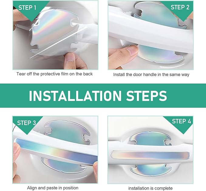 Car Door Handle Protector, Car Door Bowl Anti-Scratch Protective Sticker for, Waterproof Self-adhesive Personalized Carbon Fiber Decoration, Suitable for Most Car Accessories (Multicolored)