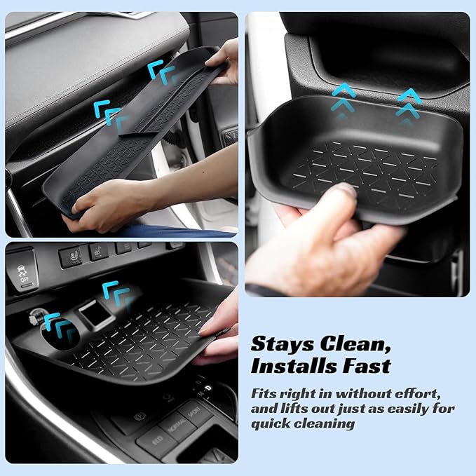 CARFIB Center Console Storage Organizer Tray Fit for Toyota RAV4 2025 2024 2023 2022 2021 2020 2019 Glove Box Organizer Tray Interior Insert Accessories 3PCS