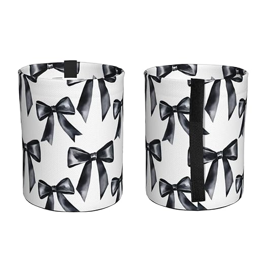 Black Satin Bow Car Trash Can Leak-Proof Waterproof Hanging Trash Bin Collapsible Garbage Can for Car Accessories Travelling Camping