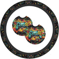 Game Steering Wheel Cover With 2 Car Coasters Non Slip Neoprene For Women Men Universal 15 Inch