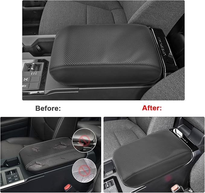 SXCY for 2024 2025 2026 Land Cruiser Armrest Cover for Toyota Land Cruiser 2025 2026 Center Console Cover 2024 2025 2026 Land Cruiser Center Console Cover (Black Carbon Fiber (Thin))