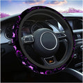 Swono Butterfly Purple Steering Wheel Cover for Men Women Abstract Purple Butterfly and Flower On The Black Universal 15 Inch Auto Neoprene Case Anti-Slip Car Wheel Protector