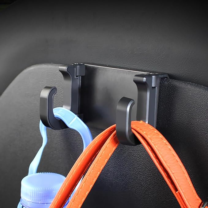 OATSBASF Seat Back Hooks for Tesla Model 3 Model Y 2017-2024, Headrest Foldable Hooks Car Bag Hook Stylish Back Seat Hanger Designed for Tesla Model 3 Y Accessories (2 Pack)