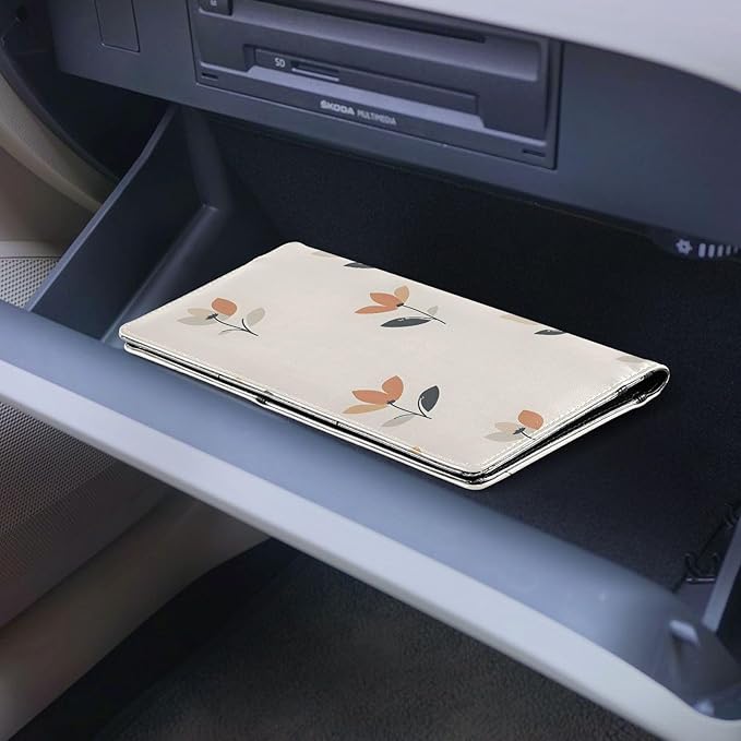 Simple Flowers Floral Car Registration and Insurance Card Holder Vehicle Glove Box Car Organizer Driver License Documents Holder Waller Case Organizers