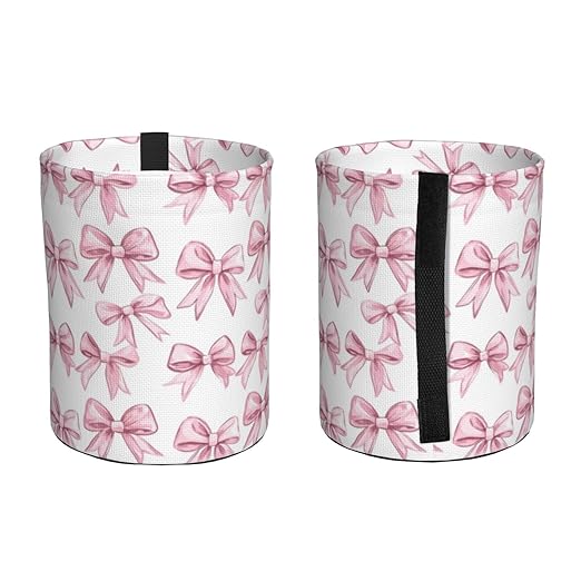 Pink Ribbon Bow Car Trash Can Leak-Proof Waterproof Hanging Trash Bin Collapsible Garbage Can for Car Accessories Travelling Camping