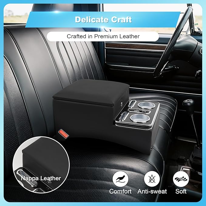 Center Console Armrest Organizer with 7-Color Mood Lighting Center Console for Truck & Minivan & Car & and SUVs Front Seat Bench Center with Locking (Update)