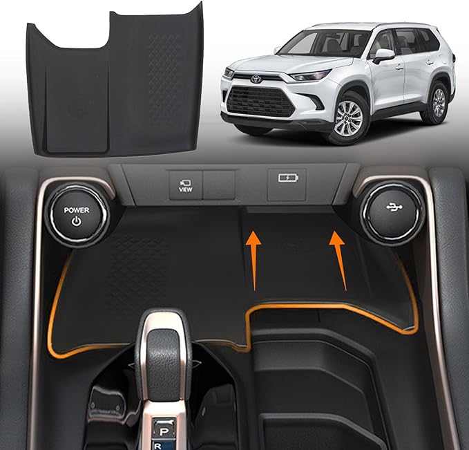 Wireless Charging Anti-Slip Mat for Grand Highlander, Black Silicone Protective Pad Phone Charger Pad for 2024 2025 Grand Highlander Center Console Interior Accessories
